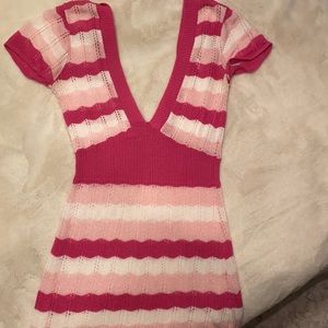Cute pink & white summer sweater